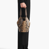 Khaite - Mini Lotus Tote in Python - Embossed Taupe and Morning Dove