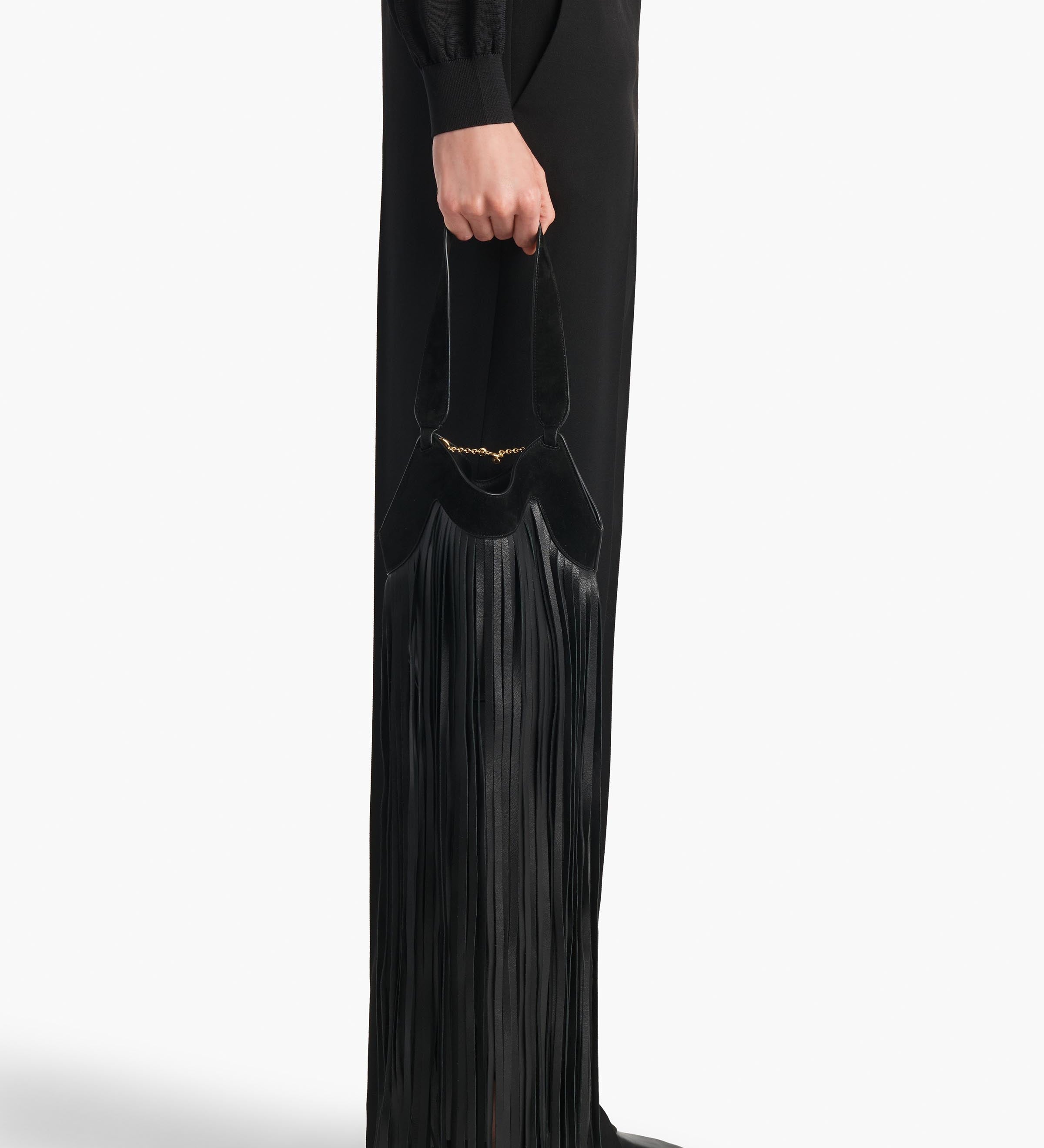 Khaite - Nano Lotus Fringe Tote in Black