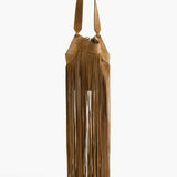 Khaite - Nano Lotus Fringe Tote in Mud Suede