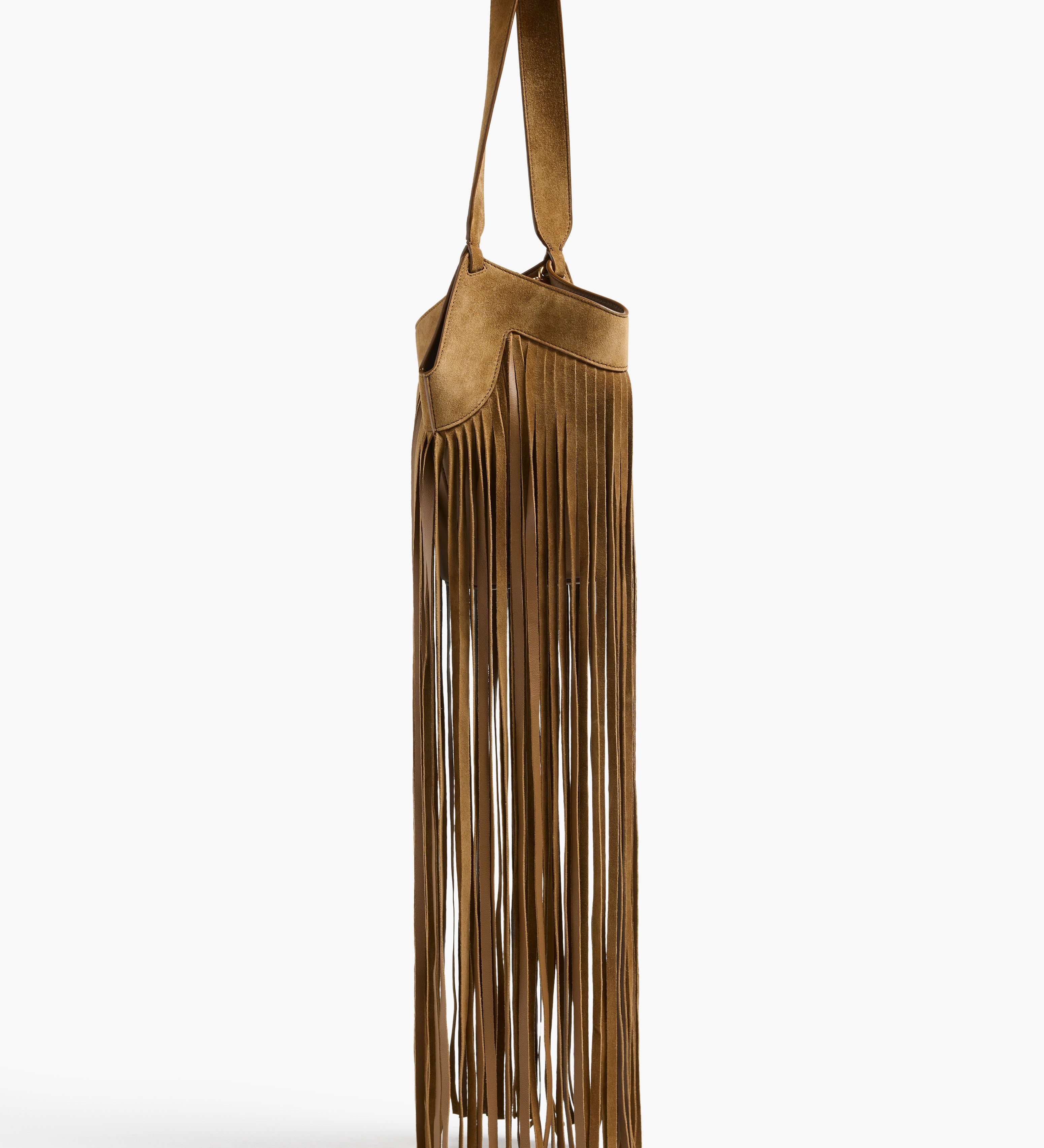 Khaite - Nano Lotus Fringe Tote in Mud Suede