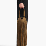 Khaite - Nano Lotus Fringe Tote in Mud Suede
