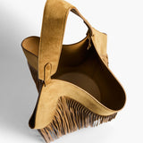 Khaite - Small Lotus Fringe Tote in Mud Suede