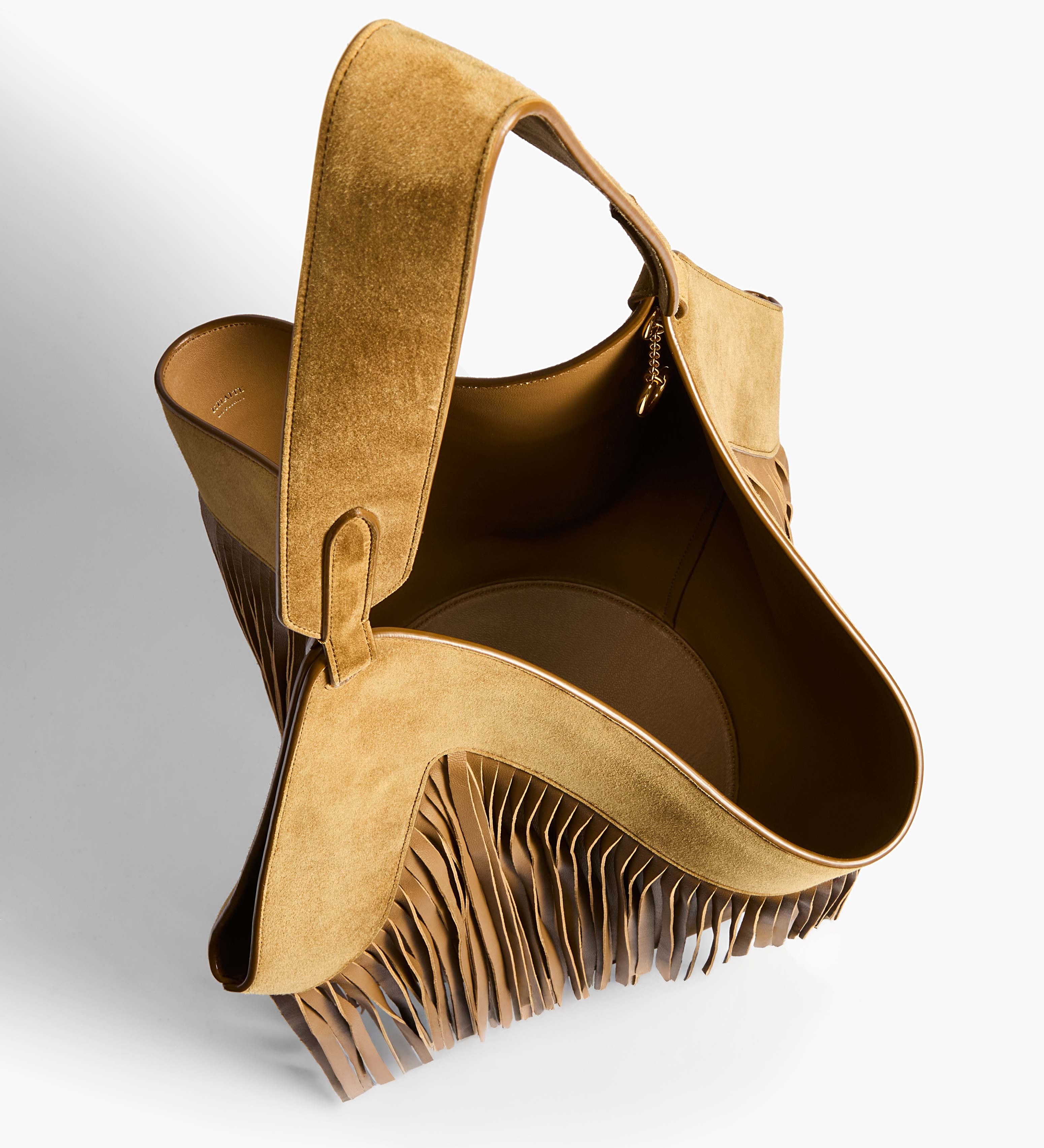 Khaite - Small Lotus Fringe Tote in Mud Suede
