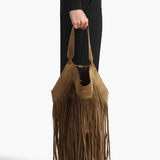 Khaite - Small Lotus Fringe Tote in Mud Suede