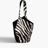 Khaite - Small Lotus Tote in Zebra Haircalf and Black Suede