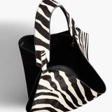 Khaite - Small Lotus Tote in Zebra Haircalf and Black Suede