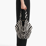 Khaite - Small Lotus Tote in Zebra Haircalf and Black Suede