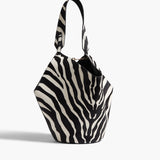 Khaite - Small Lotus Tote in Zebra Print Haircalf and Black Suede