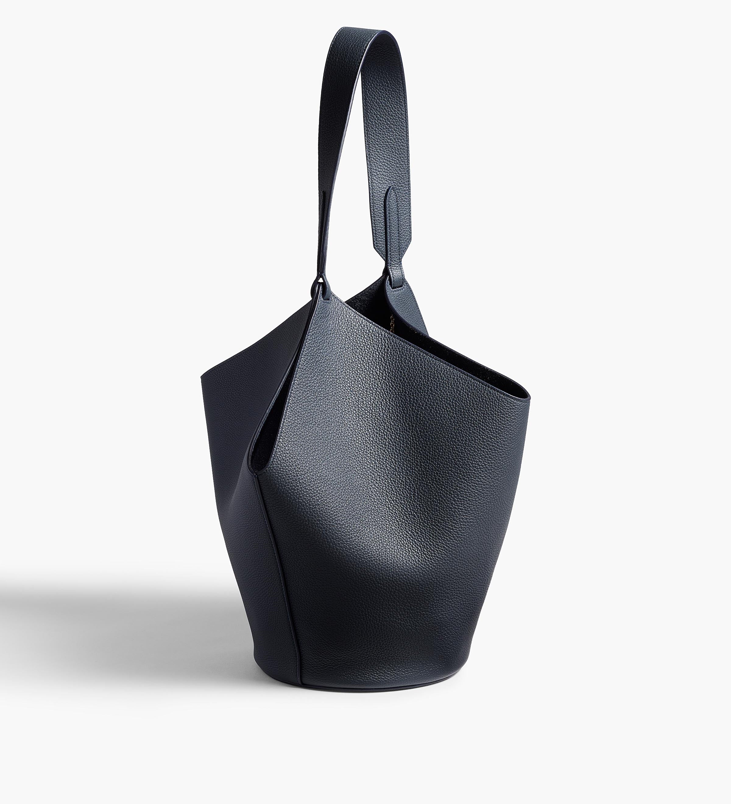 Khaite - Small Lotus Tote in Midnight Navy Pebbled Leather
