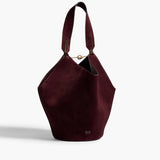 Khaite - Small Lotus Tote in Rouge Noir Suede and Haircalf