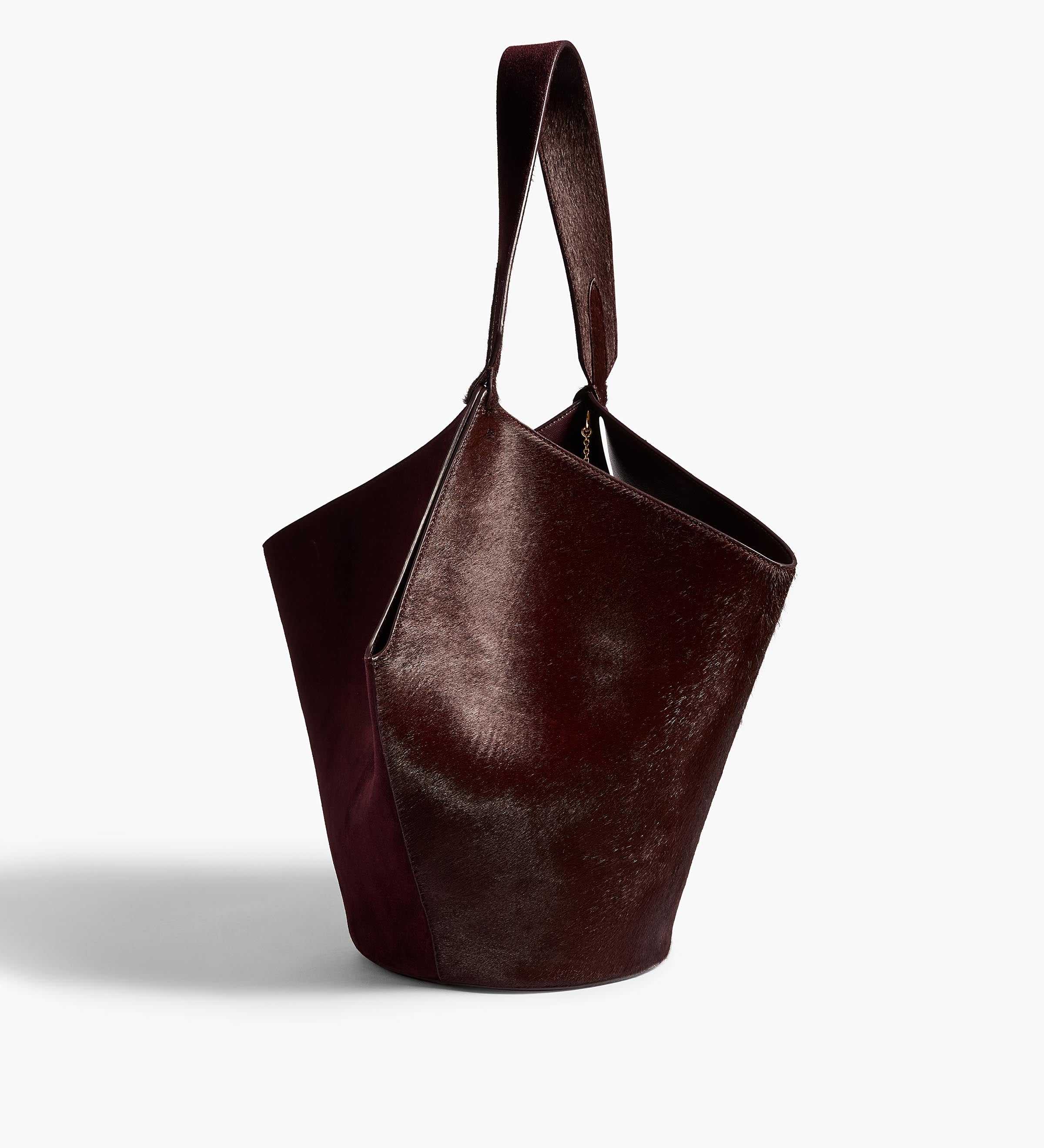 Khaite - Small Lotus Tote in Rouge Noir Suede and Haircalf