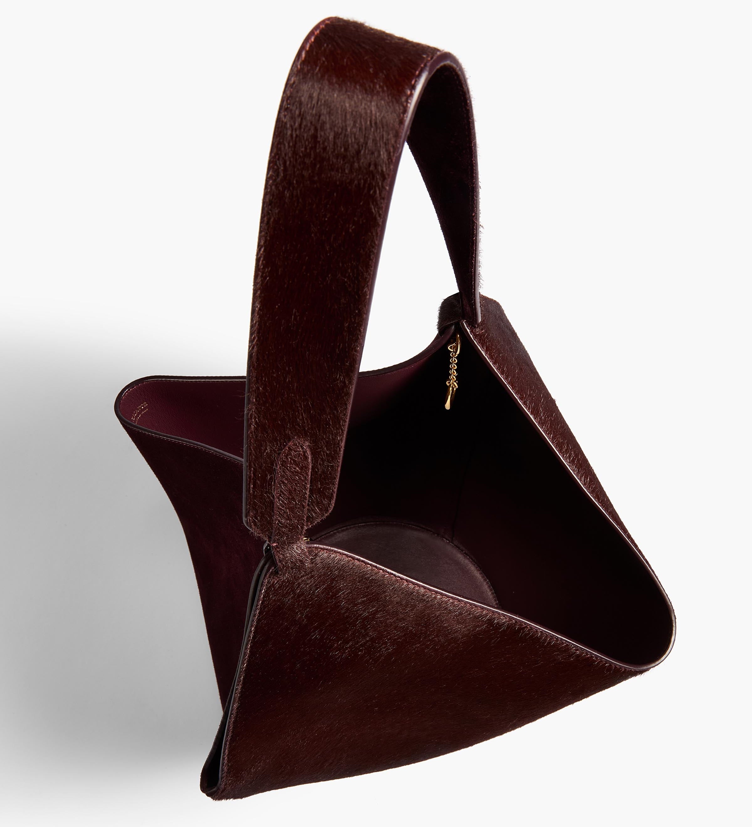 Khaite - Small Lotus Tote in Rouge Noir Suede and Haircalf