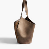 Khaite - Small Lotus Tote in Python - Embossed Taupe and Morning Dove