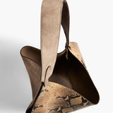 Khaite - Small Lotus Tote in Python - Embossed Taupe and Morning Dove
