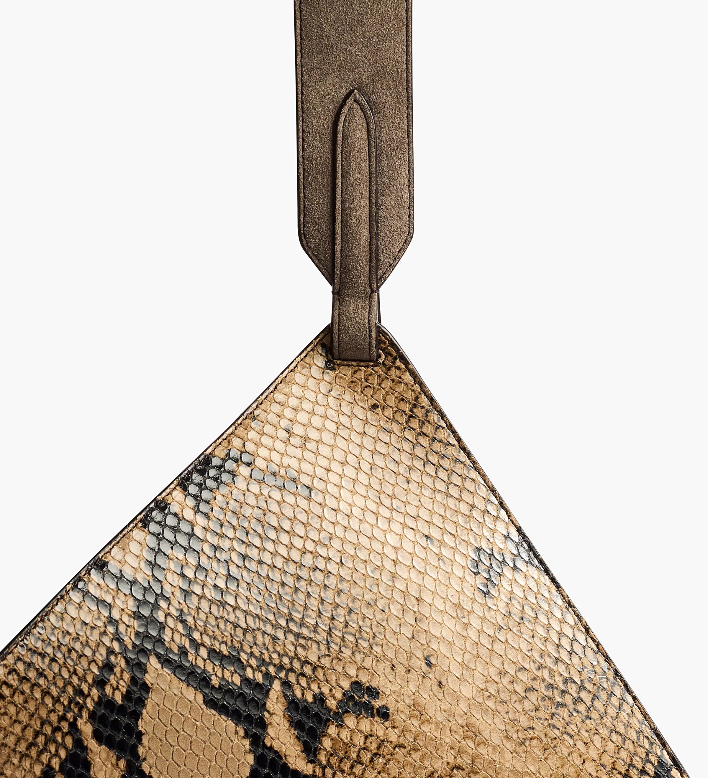 Khaite - Small Lotus Tote in Python - Embossed Taupe and Morning Dove