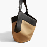 Khaite - Medium Lotus Tote in Honey and Black Leather