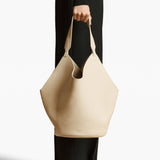 Khaite - Medium Lotus Tote in Dark Ivory Pebbled Leather