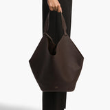 Khaite - Medium Lotus Tote in Espresso Pebbled Leather