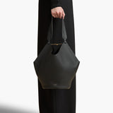 Khaite - Small Lotus Tote in Black Pebbled Leather
