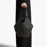 Khaite - Small Lotus Tote in Black Pebbled Leather