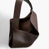 Khaite - Small Lotus Tote in Dark Brown Pebbled Leather