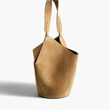 Khaite - Small Lotus Tote in Mud Suede