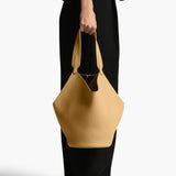 Khaite - Small Lotus Tote in Wheat Pebbled Leather