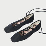 Loeffler Randall - Louisa Black Lace-Up Ballet Flat