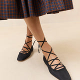 Loeffler Randall - Louisa Black Lace-Up Ballet Flat