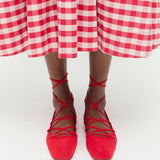 Loeffler Randall - Louisa Red Lace-Up Ballet Flat