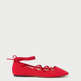 Loeffler Randall - Louisa Red Lace-Up Ballet Flat