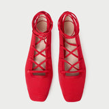 Loeffler Randall - Louisa Red Lace-Up Ballet Flat