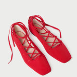 Loeffler Randall - Louisa Red Lace-Up Ballet Flat