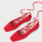 Loeffler Randall - Louisa Red Lace-Up Ballet Flat