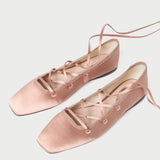 Loeffler Randall - Louisa Blush Lace-Up Ballet Flat