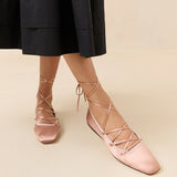 Loeffler Randall - Louisa Blush Lace-Up Ballet Flat