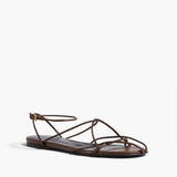 Khaite - Loulou Flat Sandal in Cigar Leather