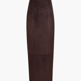 Khaite - Loxley Skirt in Dark Brown Suede
