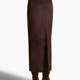 Khaite - Loxley Skirt in Dark Brown Suede