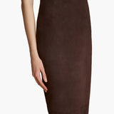 Khaite - Loxley Skirt in Dark Brown Suede