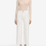 FRAME - Le Slim Palazzo Crop -- White Raw Fray