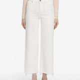 FRAME - Le Slim Palazzo Crop -- White Raw Fray