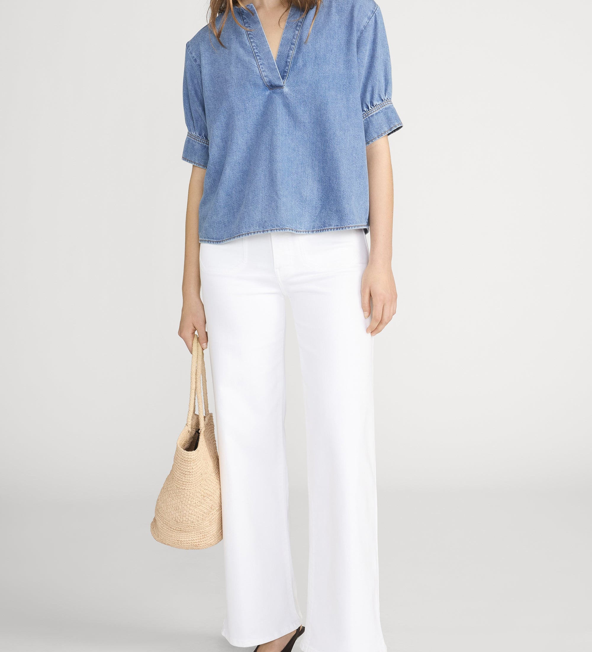 FRAME - The Denim V - neck Popover Top