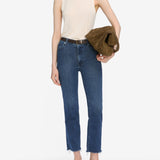 FRAME - Le Sleek Straight Crop -- Thunderstorm Raw Fray