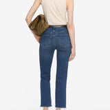 FRAME - Le Sleek Straight Crop -- Thunderstorm Raw Fray