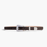 Khaite - Small Lucca Belt in Dark Brown Suede with Silver