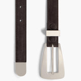 Khaite - Small Lucca Belt in Dark Brown Suede with Silver