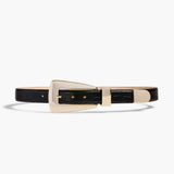 Khaite - Lucca Belt in Black Croc-Embossed Leather with Gold