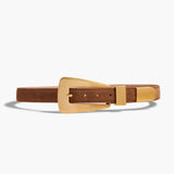 Khaite - Lucca Belt in Mud Suede with Antique Gold