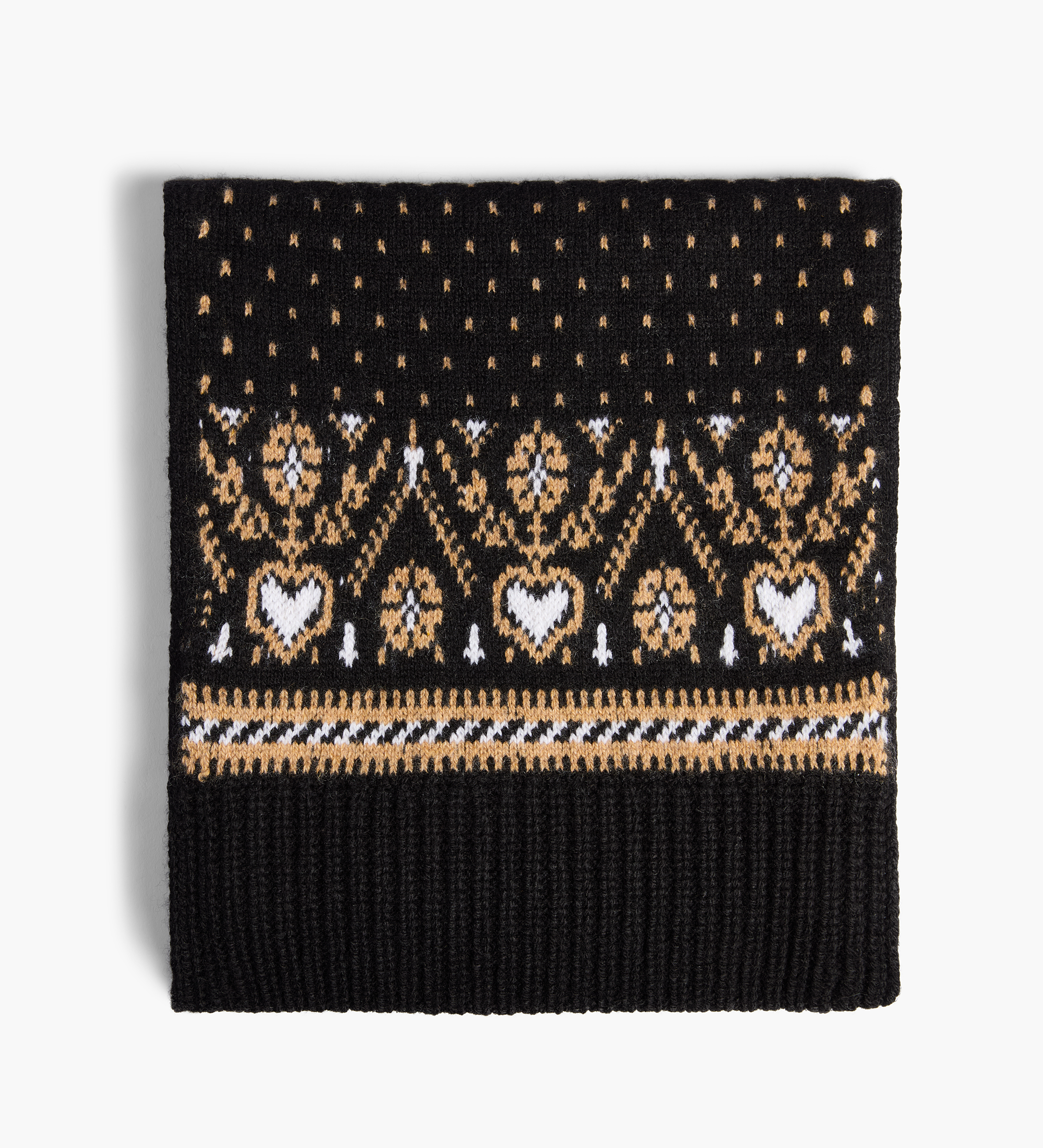 Khaite - Lucrene Scarf in Black and Camel Multi